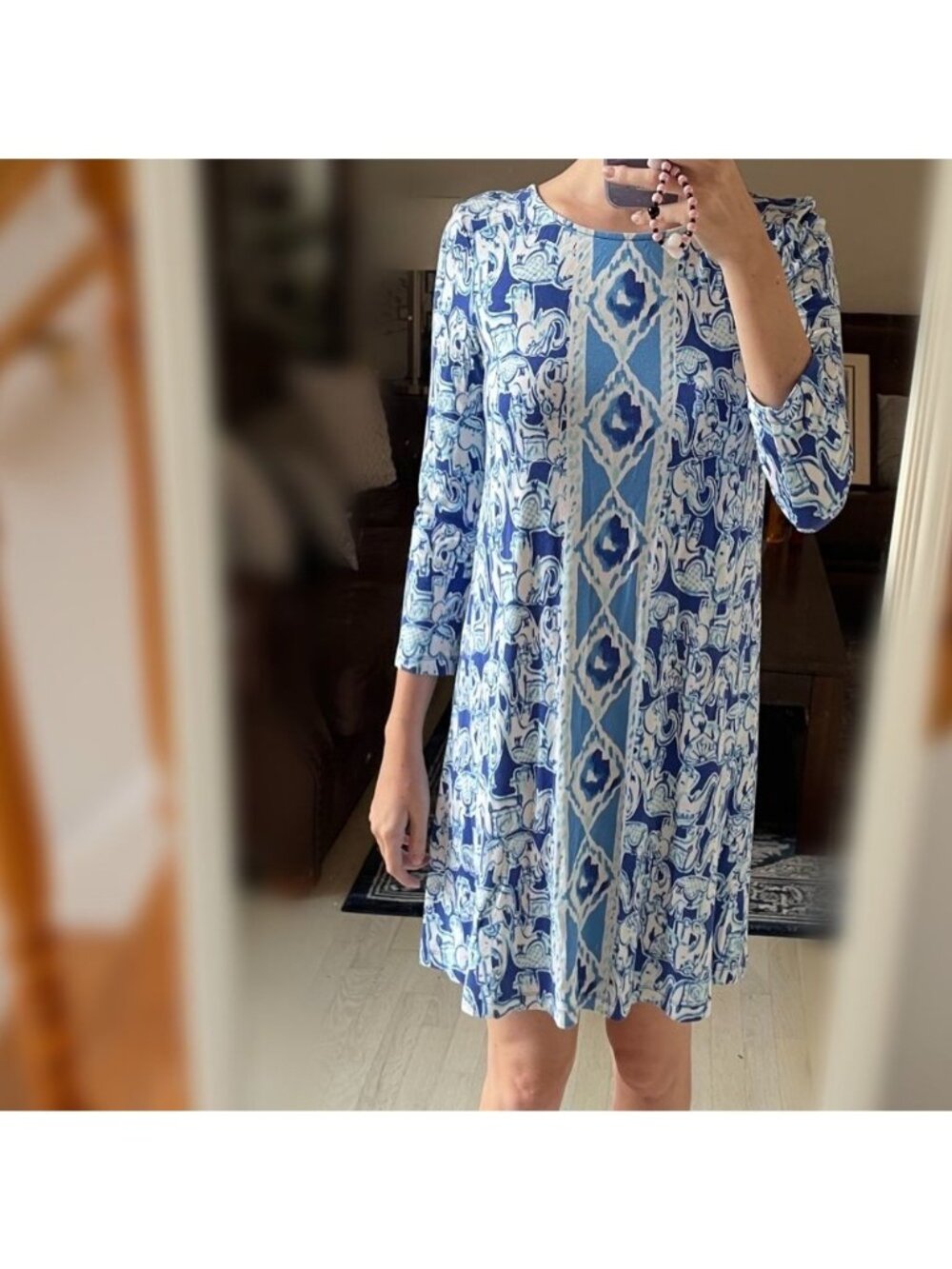 Lilly Pulitzer Ophelia Dress Get Trunky Blue Elephants XS
